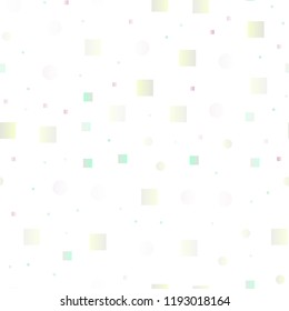 Light Green, Red vector seamless texture with disks, rectangles. Decorative design in abstract style with circles, rectangles. Pattern for design of fabric, wallpapers.
