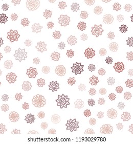 Light Green, Red vector seamless template with ice snowflakes. Shining colored illustration with snow in christmas style. Template for business cards, websites.