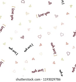 Light Green, Red vector seamless layout with sweet hearts. Blurred decorative design in doodle style with hearts. Pattern for marriage gifts, congratulations.