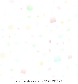 Light Green, Red vector seamless template with crystals, circles, squares. Abstract illustration with colorful dots, lines, cubes. Design for textile, fabric, wallpapers.
