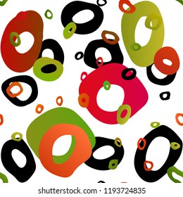 Light Green, Red vector seamless cover with circles. Colorful illustration with blurred circles in nature style. Design for textile, fabric, wallpapers.