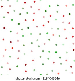 Light Green, Red vector seamless background with dots. Beautiful colored illustration with blurred circles in nature style. The pattern can be used for aqua ad, booklets.