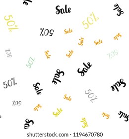 Light Green, Red vector seamless layout with discount of 50%. Gradient illustration with discount signs on white backdrop. Backdrop for super sales on Black Friday.