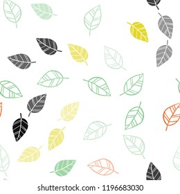 Light Green, Red vector seamless natural pattern with leaves. Sketchy doodles with leaves on blurred background. Design for textile, fabric, wallpapers.