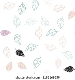 Light Green, Red vector seamless abstract backdrop with leaves. Brand new colored illustration in blurry style with leaves. Pattern for design of window blinds, curtains.