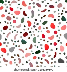 Light Green, Red vector seamless backdrop with dots, spots. Blurred bubbles on abstract backdrop with colorful gradient. Design for textile, fabric, wallpapers.