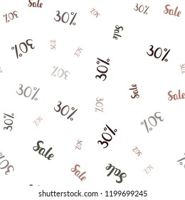 Light Green, Red vector seamless pattern with 30 percentage signs. Illustration with signs of sales on abstract template. Backdrop for ads, leaflets of Black Friday.