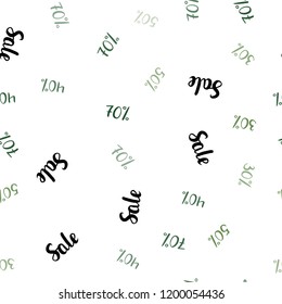 Light Green, Red vector seamless template with 30%, 40%, 50%, 70% selling. Colored words of sales with gradient on white background. Pattern for ads, posters, banners of sales.