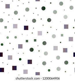 Light Green, Red vector seamless texture with disks, rectangles. Illustration with set of shining colorful abstract circles, cubes. Pattern for design of fabric, wallpapers.