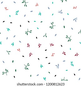 Light Green, Red vector seamless doodle pattern with leaves. Shining colored illustration with leaves in doodle style. Template for business cards, websites.