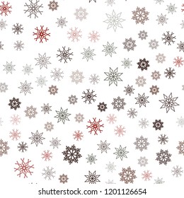 Light Green, Red vector seamless pattern with christmas snowflakes. Modern geometrical abstract illustration with crystals of ice. Pattern for design of window blinds, curtains.