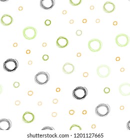 Light Green, Red vector seamless texture with disks. Glitter abstract illustration with blurred drops of rain. Pattern can be used as texture of wallpapers.