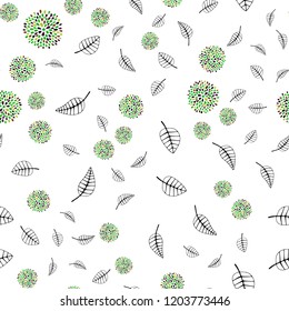 Light Green, Red vector seamless abstract pattern with leaves, flowers. Illustration with doodles on abstract template. Template for business cards, websites.