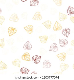 Light Green, Red vector seamless natural background with leaves. Shining colored illustration with leaves in doodle style. Template for business cards, websites.