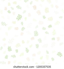 Light Green, Red vector seamless doodle background with leaves, branches. Creative illustration in blurred style with leaves, branches. Pattern for design of fabric, wallpapers.