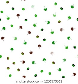 Light Green, Red vector seamless pattern with coffee beans, cups. Colorful illustration with gradient coffee beans, mugs. Pattern for menu of cafes and restaurants.