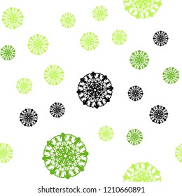 Light Green, Red vector seamless cover with beautiful snowflakes. Blurred decorative design in xmas style with snow. Design for textile, fabric, wallpapers.