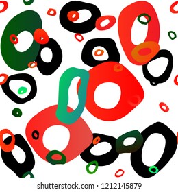 Light Green, Red vector seamless backdrop with dots, spots. Glitter abstract illustration with blurred drops of rain. Pattern for design of fabric, wallpapers.