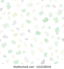 Light Green, Red vector seamless abstract pattern with leaves, branches. Leaves, branches in natural style on white background. Pattern for design of window blinds, curtains.