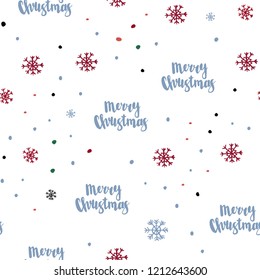 Light Green, Red vector seamless texture with colored snowflakes. Shining colorful illustration with snow on abstract template. Trendy design for wallpaper, fabric makers.