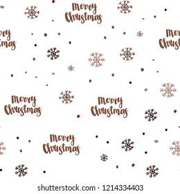 Light Green, Red vector seamless texture with colored snowflakes. Colorful decorative design in xmas style with snow. Template for business cards, websites.