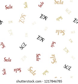 Light Green, Red vector seamless layout with discount of 30%. Shining colorful illustration with isolated selling prices. Backdrop for super sales on Black Friday.