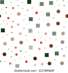 Light Green, Red vector seamless cover with circles, cubes. Illustration with set of shining colorful abstract circles, cubes. Pattern for design of fabric, wallpapers.