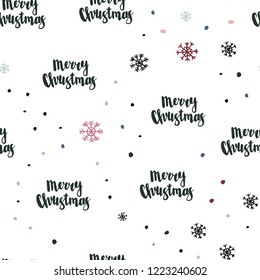 Light Green, Red vector seamless template with ice snowflakes. Colorful snowflakes with gradient on abstract background. Pattern for trendy fabric, wallpapers.