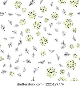 Light Green, Red vector seamless doodle template with leaves, flowers. Creative illustration in blurred style with leaves, flowers. Pattern for design of fabric, wallpapers.
