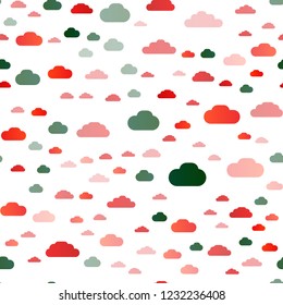 Light Green, Red vector seamless template with sky, clouds. Illustration with abstract gradient clouds. Pattern for design of fabric, wallpapers.