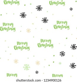 Light Green, Red vector seamless template with ice snowflakes. Shining colorful illustration with snow in christmas style. Template for business cards, websites.