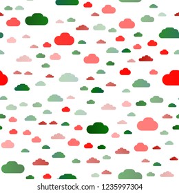 Light Green, Red vector seamless texture with cloudy sky. Colorful illustration consisted of abstract clouds. Pattern for design of window blinds, curtains.