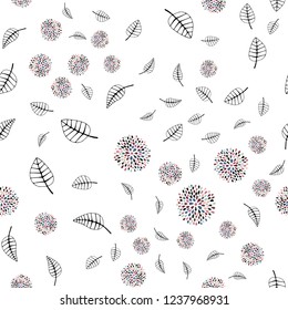 Light Green, Red vector seamless elegant background with leaves, flowers. Shining colorful illustration with leaves, flowers. Design for textile, fabric, wallpapers.