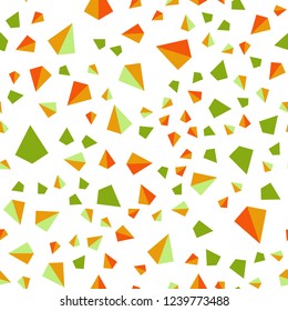 Light Green, Red vector seamless, isometric template with crystals, triangles. Illustration with set of colorful triangles. Pattern for trendy fabric, wallpapers.