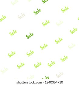 Light Green, Red vector seamless template with selling words. Gradient illustration with discount signs on white backdrop. Design for business ads, commercials.