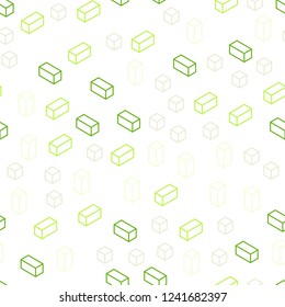 Light Green, Red vector seamless, isometric layout with lines, rectangles. Decorative design in abstract style with rectangles. Pattern for design of fabric, wallpapers.