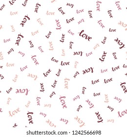 Light Green, Red vector seamless background with words of love. Decorative design in doodle style with text LOVE YOU. Design for wallpaper, fabric makers.