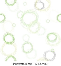 Light Green, Red vector seamless texture with disks. Abstract illustration with colored bubbles in nature style. Texture for window blinds, curtains.