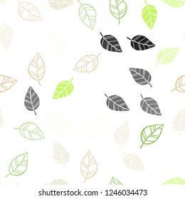 Light Green, Red vector seamless doodle backdrop with leaves. Sketchy doodles with leaves on blurred background. Design for textile, fabric, wallpapers.