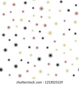Light Green, Red vector seamless template with ice snowflakes. Modern geometrical abstract illustration with snowflakes. Design for textile, fabric, wallpapers.