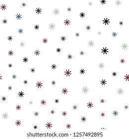Light Green, Red vector seamless background with xmas snowflakes. Colorful decorative design in xmas style with snow. Design for wallpaper, fabric makers.