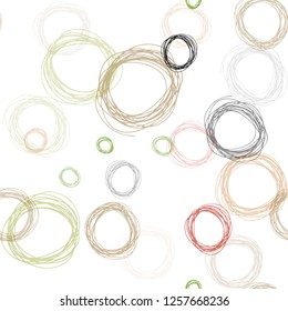 Light Green, Red vector seamless template with circles. Modern abstract illustration with colorful water drops. Pattern for design of fabric, wallpapers.