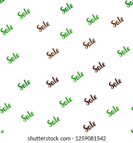 Light Green, Red vector seamless background with words of sales. Colored words of sales with gradient on white background. Backdrop for mega promotions, discounts.