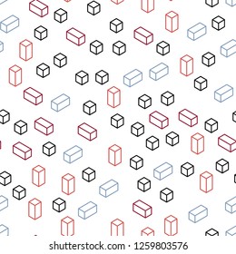 Light Green, Red vector seamless, isometric template with rhombus. Decorative design in abstract style with rectangles. Design for wallpaper, fabric makers.