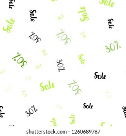 Light Green, Red vector seamless template with 30% selling. Abstract illustration with colorful gradient symbols of sales. Template for season sales, shopping ads.
