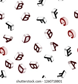 Light Green, Red vector seamless pattern with 3D ABC symbols. Modern geometrical illustration with 3D ABC english symbols. Design for wallpaper, fabric makers.