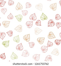 Light Green, Red vector seamless doodle background with leaves. Creative illustration in blurred style with leaves. Pattern for design of fabric, wallpapers.