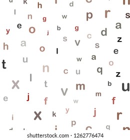 Light Green, Red vector seamless background with signs of alphabet. Colored alphabet signs with gradient on white background. Pattern for design of fabric, wallpapers.