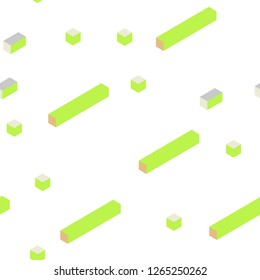 Light Green, Red vector seamless, isometric backdrop with rhombus. Glitter abstract illustration with rectangular shapes. Pattern for design of fabric, wallpapers.