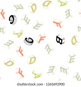 Light Green, Red vector seamless layout with 3D latin alphabet. Abstract illustration with 3D ABC symbols. Design for wallpaper, fabric makers.